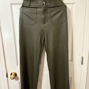 Anthropologies Maeve Olive Green Faux Leather High-Rise Pants
